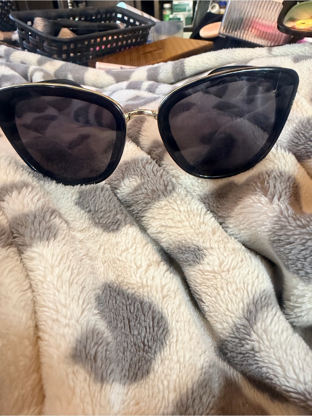 Black Gold Oversized Square Cat Eye Sunglasses Gradient Lenses